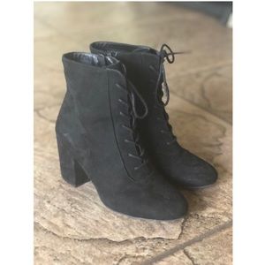 Black lace-up ankle booties
